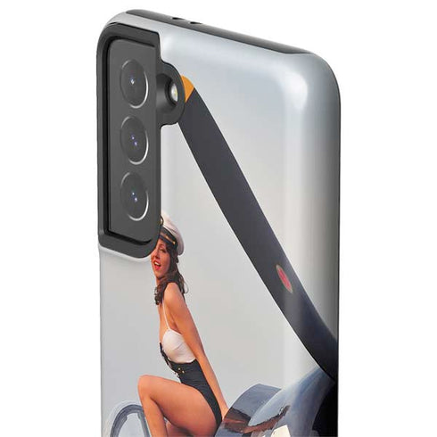 1940s Navy Pin-Up Girl On Corsair Fighter Plane Galaxy S21 5G Pro Case